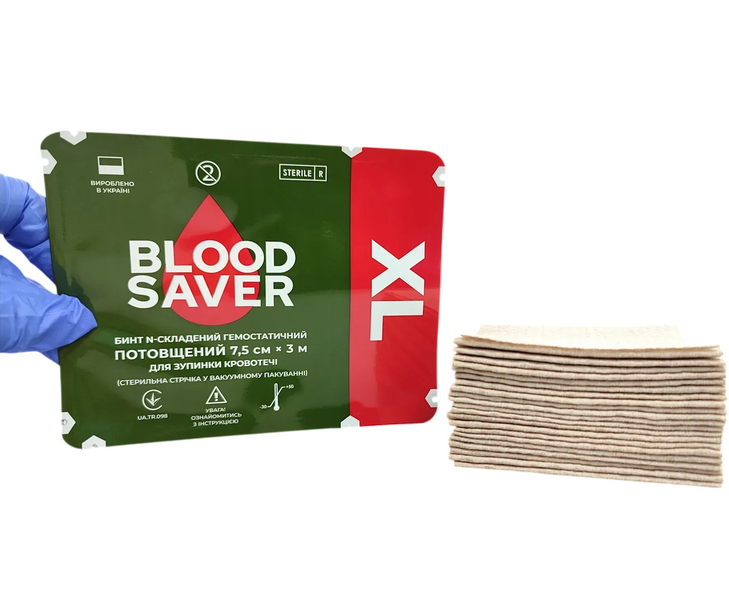 Бинт гемостатичний BLOOD SAVER 7.5см&times;300см XL для зупинки кровотечі BS3 фото