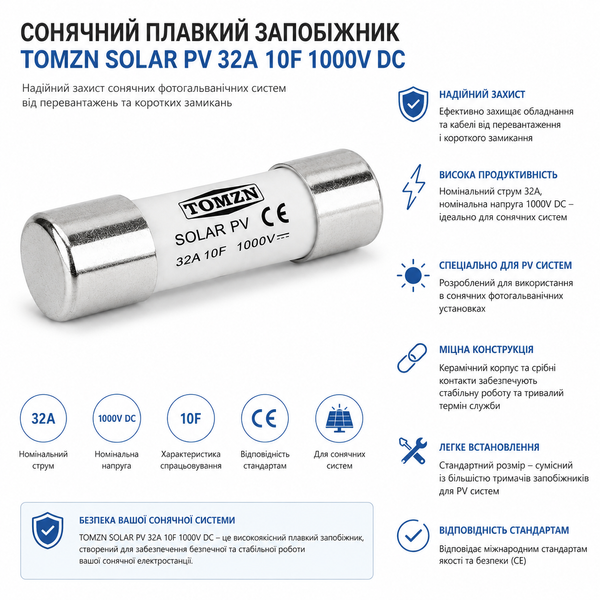 Предохранитель постоянного тока DC TOMZN Solar PV 32A зап.7 фото