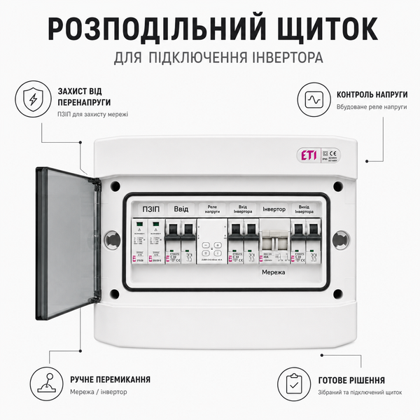 Щит защиты по переменному току ETI 1 фаза AC IP65 32А щит.54 фото